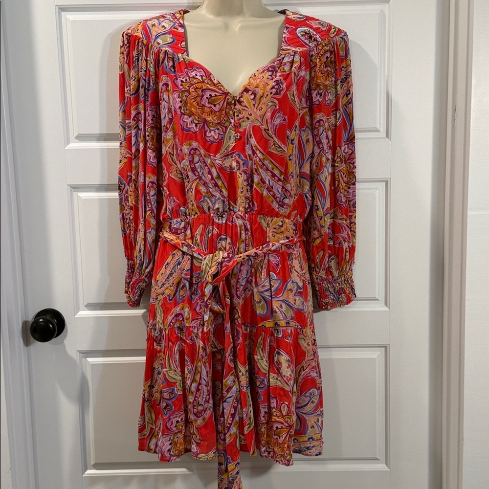 Gilner Farrar paisley mini dress small